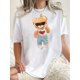 thumbnail image 1 of Chic Bear Print Women's T-Shirt - Casual Crew Neck, Short Sleeve, Stretchy Polyester Blend, Machine Washable - Perfect for Summer & Casual Attire, 1 of 6