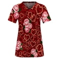 thumbnail image 2 of Moda mujer cuello pico casual manga corta impreso bolsillos damas tops blusa Pompotops hkajfhjk458237, 2 of 4