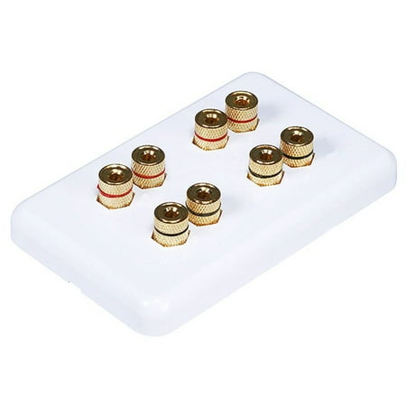 MonopriceHigh Quality Banana Binding Post Wall Plate for 4 Speaker - Coupler Type