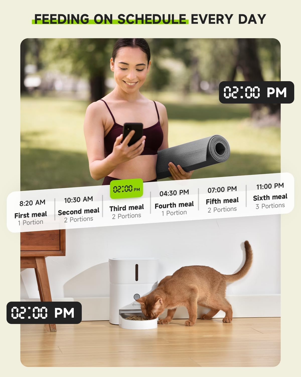 APETDOLA Automatic Cat Feeder with 5G Wi-Fi, 3L Timed Pet Food Dispenser for Dry Food, App Control & Voice Recording