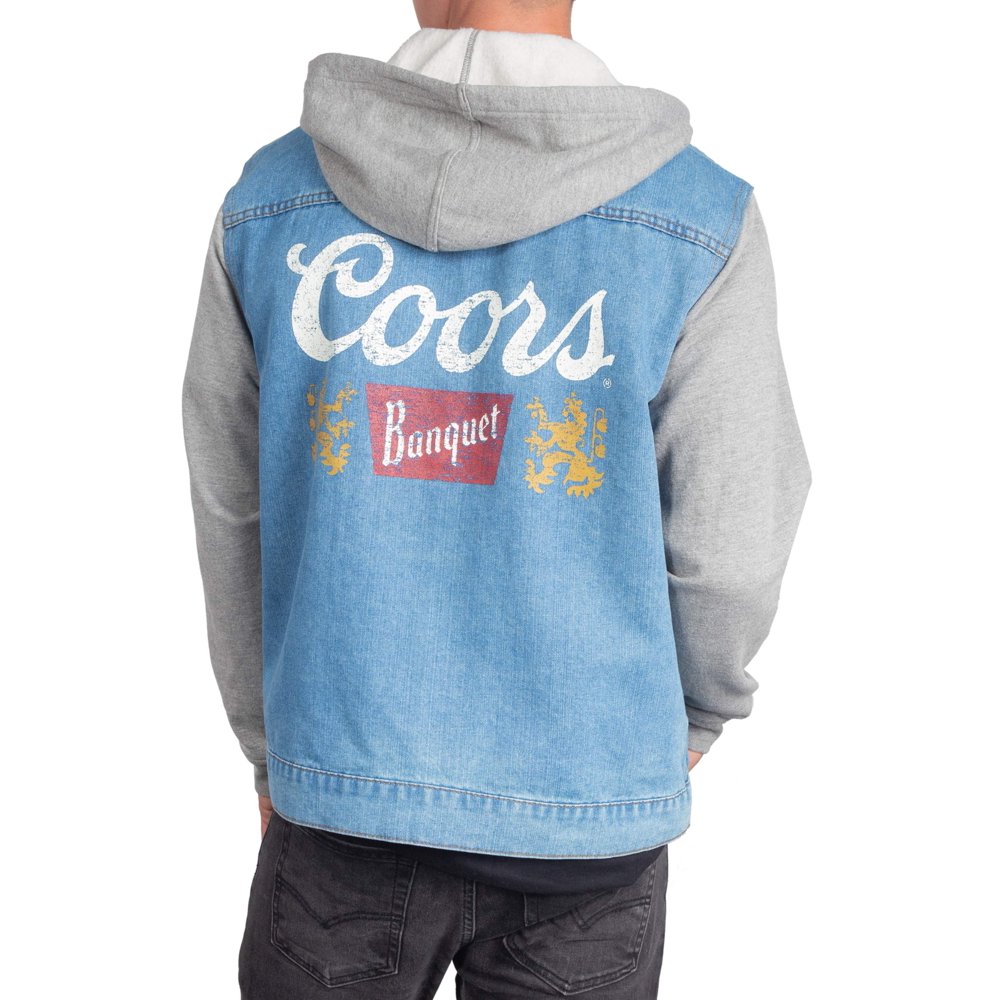 Coors Coors Banquet Men's Long Sleeve Hooded Denim Jacket Walmart