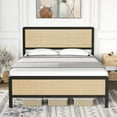thumbnail image 2 of Queen Size Platform Bed Frame with Rattan Headboard and Safe Rounded Corners, Strong Metal Slats Support/No Box Spring Needed/Large Storage Space/Easy Assembly, 2 of 7