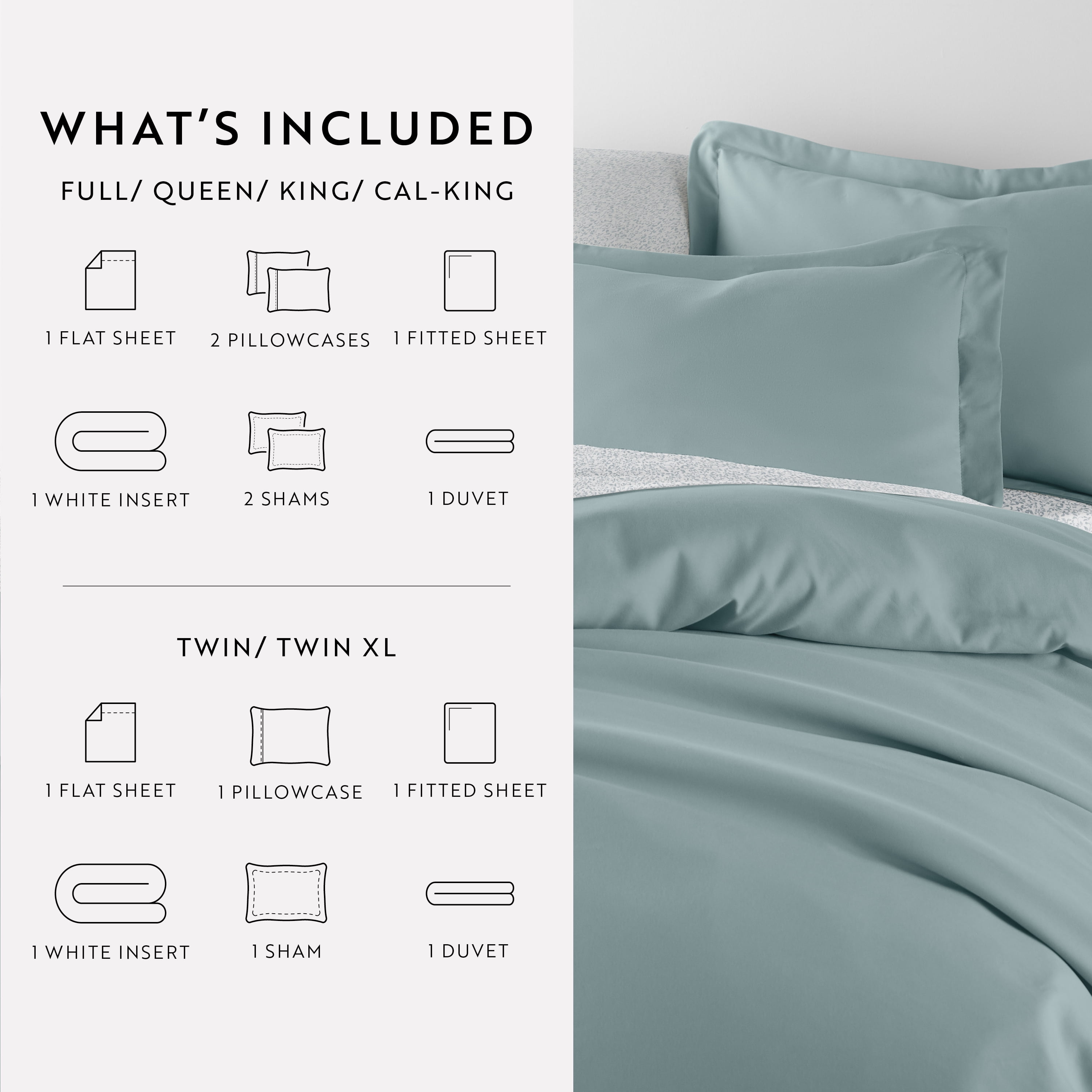 Noble Linens 8 Piece Solid Duvet Bundle in Ocean, King