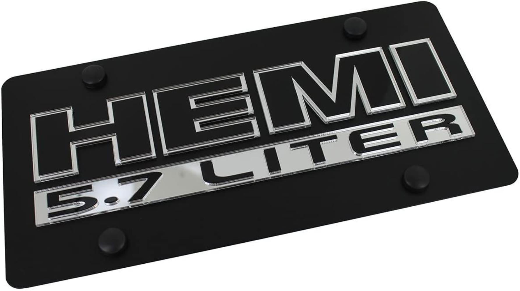 Eurosport Daytona HEMI Badge Inc Black License Plate Frame 