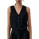thumbnail image 1 of Chaleco Chaleco básico con cuello en V de un solo pecho para mujer, traje de trabajo de oficina simple de color sólido Ygjytge Negro T M para Mujer, 1 of 8