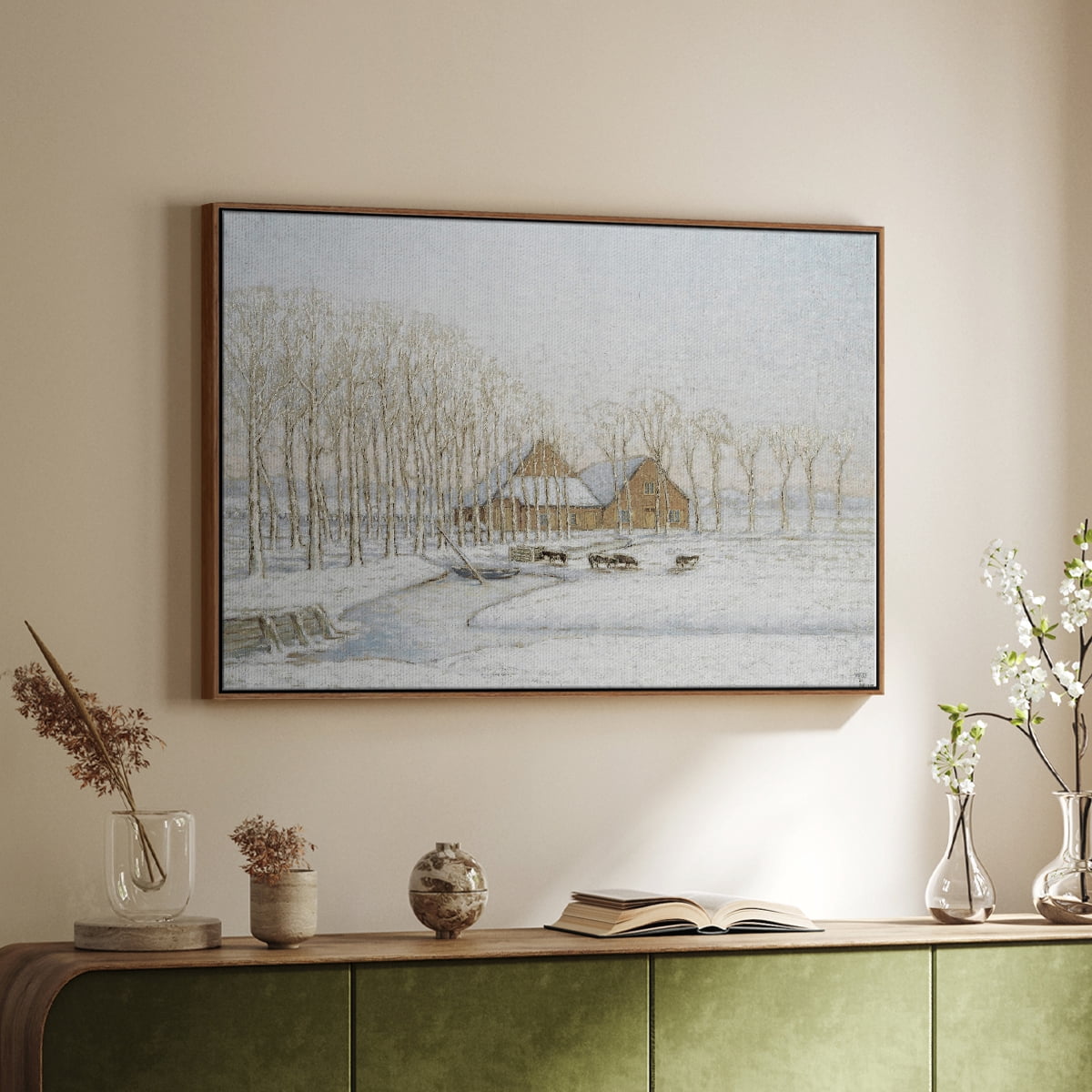 Vintage Landscape-CCLXXVII By Wexford Home Framed in Walnut Wood Gallery Wrapped Canvas 17 in. x 25 in.