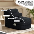 thumbnail image 4 of ANPOO 82" Single Corduroy Convertible Sleeper Sofa - Folding, Pillow Included, Back Support, Side Pocket, Zippers, Handles and Straps, Portable for Living Room & Bedroom, Black, 4 of 10