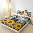 thumbnail image 4 of Feelyou Highland Cattle Bed Sheets, Rustic Vibrant Sunflower King Sheets, Kawaii Farmhouse Animal Sheet Set, Breathable Home Decor, 4pcs, 4 of 7