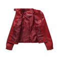 thumbnail image 6 of Usmixi 2023 Leather Jacket for Women Winter Faux Leather Jacket for Women Stand Collar Open Front Trendy Bomber Jacket Fall Long Sleeve Lightweight Solid PU Cropped Coat with Pocket Weekly, 6 of 6