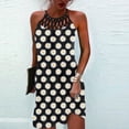 thumbnail image 2 of Wycnly Dresses for Women Sexy Hollowed off Shoulder Plus Size Beach Party Strap Mini Dresses Halter Sleeveless Polka Dot Print Summer Short Formal Dress Yellow l, 2 of 4