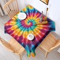 thumbnail image 2 of Colorful Tie Dye Spiral Pattern Square Tablecloth,Waterproof Square Table Cover,Wipeable Spillproof Washable Table Cover for Home Kitchen Party Decor 42"X42"(107x107cm), 2 of 6