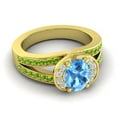 thumbnail image 3 of 2.35 Carat New Oval Cut Blue Topaz & Peridot Gemstone Wedding Ring for Women 18K Yellow Gold Size 4.5 by Diamond-Capitals, 3 of 8