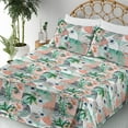 thumbnail image 3 of Ambesonne Floral Fitted & Flat Sheet with Shams 4 Pcs Set, Flowers Grunge Circles Art, Full, Pale Salmon and Forest Green, 3 of 5