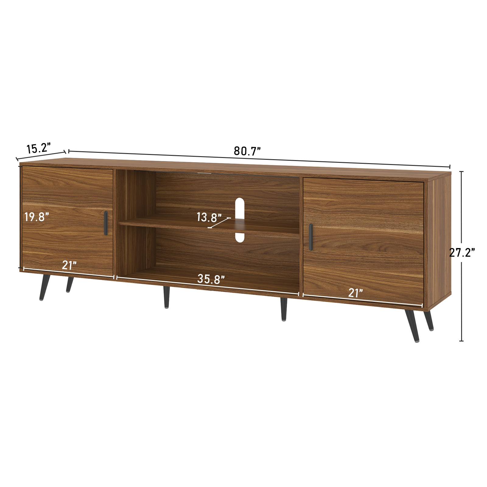 ChVans 80 Inch Mid Century Modern TV Stand for TVs up to 90 inches, Wood TV Stand with Storage, Entertainment Center for Living Room Bedroom, TV Media Console