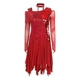 thumbnail image 5 of Haitryli Latin Dance Dress for Women Sequin Tassel Cocktail Dresses Cha Cha Tango Ballroom Dress with Choker Red M, 5 of 7