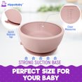 thumbnail image 6 of HippoBaby 6 Piece Silicone Suction Baby/Toddler Bowl Set with 2 Bowls, 2 Spoons, 2 Forks, Safe Food Grade Silicone, Soft on Gums (Rose Quartz/Sky), 6 of 8
