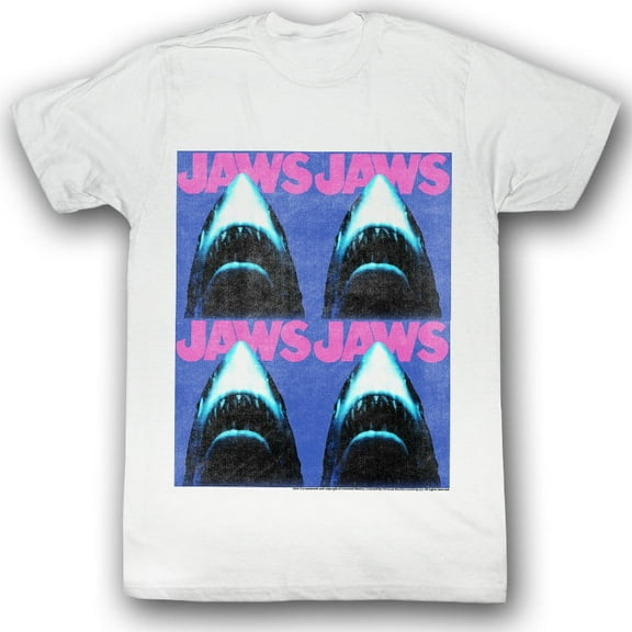 Jaws Four White Adult T-Shirt