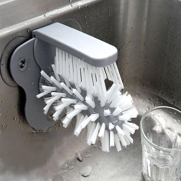 1pc, Cup Scrubber Glass Cleaner, Bottles Brush, Sink Bottle Cleaning Brush, 2in 1 Drink Mug Cleaning Brush, Suction Cup Cleaning Brush, Kitchen Gadget-Gray