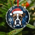 thumbnail image 4 of Crystal Glass Ornament Funny Peeking Dog Boxer in Santa Hat Snowflake Xmas Round Ornament Dog Lovers Gift Holiday Home Decor, 4 of 8