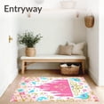 thumbnail image 3 of ODIKA 8x10 Machine Washable Non-Slip Area Rug, Fairytale Castle Discovery with Lettered Banners and Magical Creatures High Traffic Rug, Pink, 693105, 3 of 7