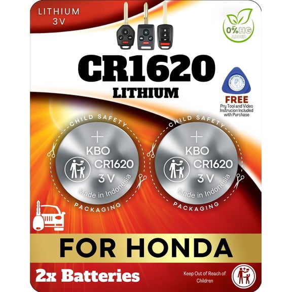 CR1620 Key Fob Battery Replacement Kit for Honda Remote Head Keys 2013–2020 Accord Civic CR-V Fit HR-V Crosstour, Coin Cell Lithium, Pry Tool, No Reprogramming