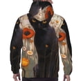 thumbnail image 7 of Picia Black Cat in Wildflowers Pattern Casual Men's Hoodie - Lightweight Hooded Sweatshirt with Kangaroo Pocket, Comfortable Pullover for Everyday, Travel-X-Large, 7 of 7