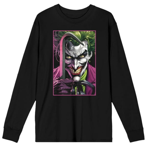 Men's Black Batman Longsleeve Packaged Shirt, Joker Profile-M