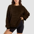 thumbnail image 2 of GDREDA Chandails Chauds en Tricot Duveteux à Manches Longues pour Femmes, Pull-Over Automne 2024, Marron, TTTG, 2 of 5