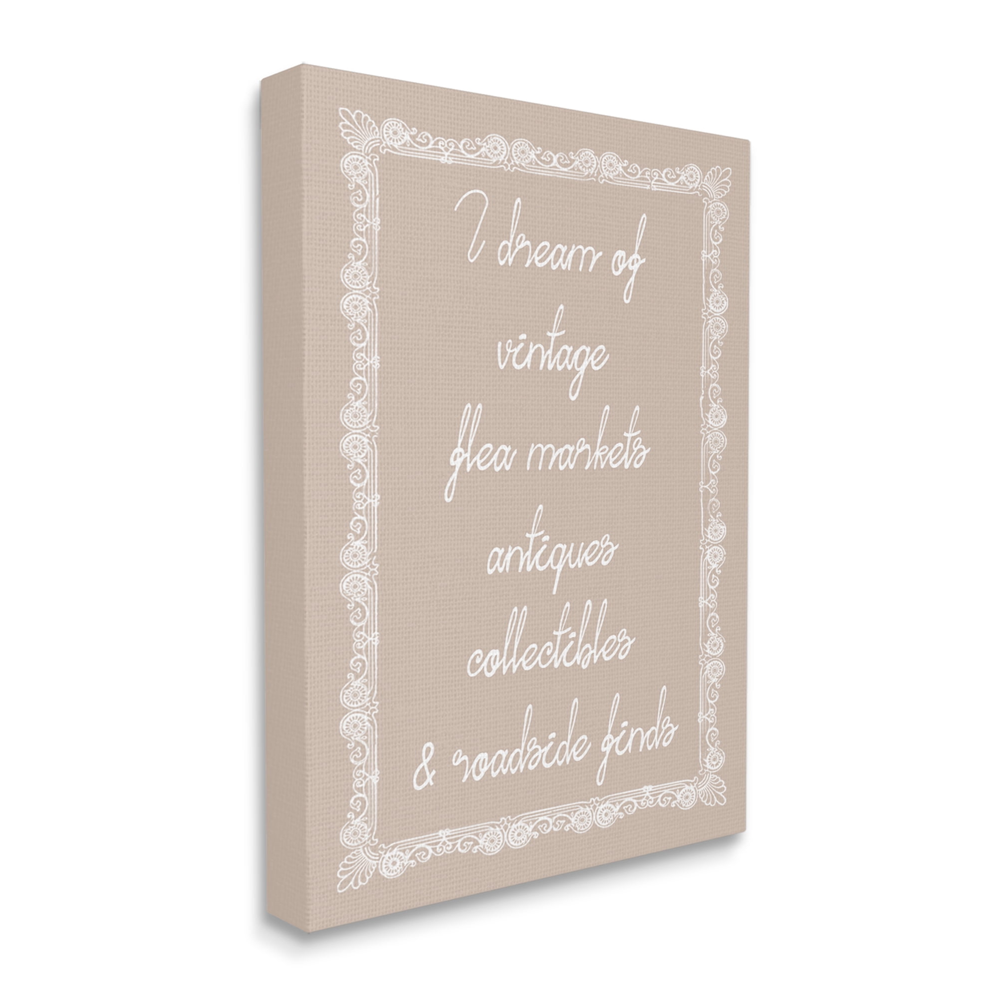 Stupell Industries Dream of Antiques Phrase Inspirational Painting Gallery Wrapped Canvas Art Print Wall Art, 16 x 20