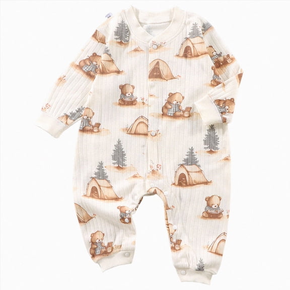 BOBOGOJP Unisex Baby Clothes for Boys Girls Cotton Newborn Girl Boy Onesie Infant Long Sleeve Romper Cute Newborn Outfit Coffee for Size 9-12 Months
