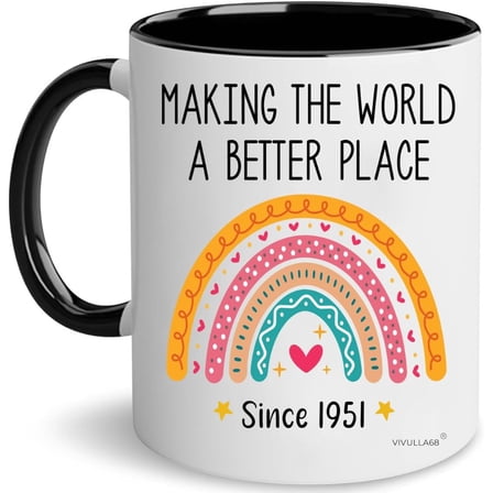 Vivulla68 75th Birthday Gifts For Women Men, Gift For 75 Year Old Woman, 1951 Birthday Gifts For Women, Birthday Gift For Woman Turning 75, 75th Birthday Coffee Mug, 1951 Bday Cup 11Oz