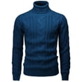thumbnail image 2 of Mens Casual Slim Fit Pullover Sweaters Knitted Turtleneck Twisted Patterned Thermal (CMOSWL076), 2 of 6