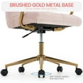 thumbnail image 6 of Velvet Desk Chair with Arms, Adjustable Height Home Office Chair, Mid-Back Upholstered Vanity Chair with 360° Swivel and Wheels for Living Room or Study, Light Pink, 6 of 8