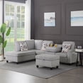 thumbnail image 4 of BSHTI 94.49" L-Shaped Modular Sectional Sofa with Storage Ottoman & Cup Holders – Corduroy Upholstery, Tufted Seat, Nail-Head Trim, Solid Wood & Iron Frame, 5 Colors, 4 of 12