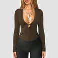 thumbnail image 4 of Byworldtasic Women's Long Sleeve Deep V Neck Shirt Ribbed Knit Going Out Tops Slim Fit Crop Trendy Y11k Blouses, 4 of 5