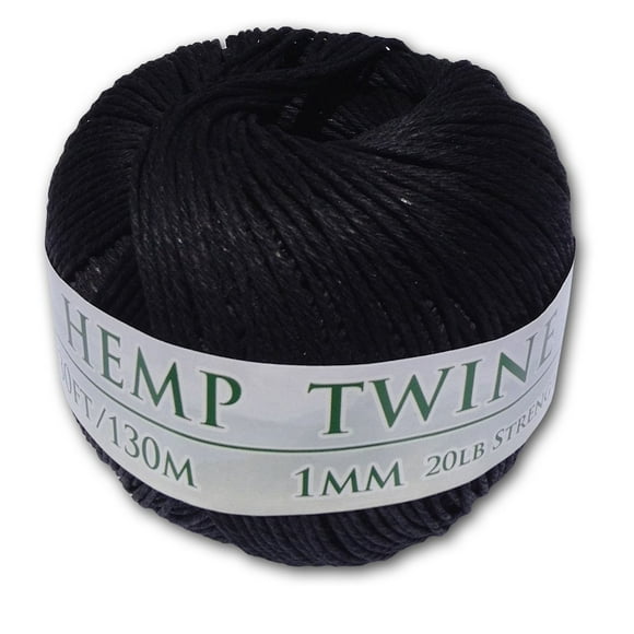 Hemptopia Bola de Hilo de Cáñamo Negro 1 mm, 430 Pies, para Manualidades, 1 Pieza