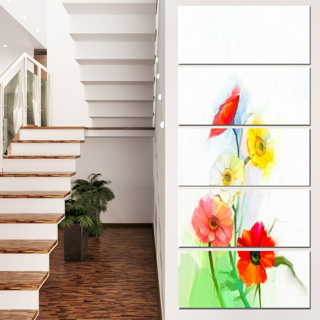 Still Life Colored Gerbera Flowers - Large Floral Canvas Art Print