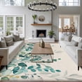 thumbnail image 4 of Area Rug 60×96in, Rustic Watercolor Leaves on Linen Floor Carpet Living Room Rug, Farm Botanical Leaf Non-Slip Welcome Mat Indoor Rugs for Bedroom Dining Room, 4 of 9