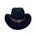 thumbnail image 2 of Sombrero de vaquero de fieltro negro con correa de piel de toro, unisex, 2 of 2