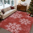 thumbnail image 5 of Memoryfield Christmas Area Rug 8' x 10' Washable with Non Slip TPR Backing, Low Pile Christmas Snowflakes Winter Rugs, Xmas Decoration Carpets for Nursery Bedroom Dining Room, Red, 5 of 9
