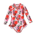 thumbnail image 1 of Baby Toddler Girl Long Sleeve Ruffle Swimsuit One Zipper Bathing Suit with UPF 50+ Sun Protection, 1 of 7