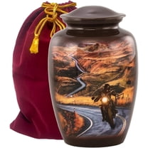 Motorcycle Rider Cremation Urn for Ashes | Large Adult Funeral Urn | Handcrafted Biker Memorial with Velvet Bag