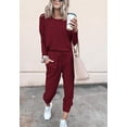 thumbnail image 2 of PRETTYGARDEN Women's Spring Fall 2 Piece Lounge Outfit Long Sleeve Crewneck Pullover Tops High Waisted Pants Set Tracksuit, 2 of 6