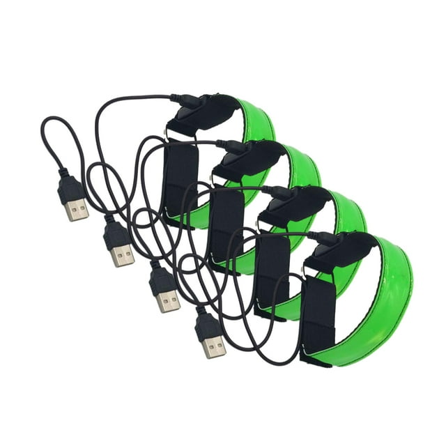 Toystoory 4 unids/set correa de brazo luminosa con correa ajustable portátil y a prueba de arañazos para correr de noche Ropa Deportiva, Zapatos verde