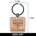 thumbnail image 2 of Happy Hanukkah with Menorah Square Keychain Charm Tag - Engraved Wood, 2 of 6