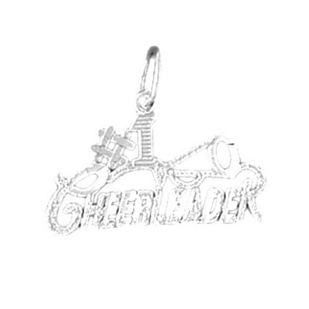 14K White Gold #1 Cheerleader Pendant - 15 mm