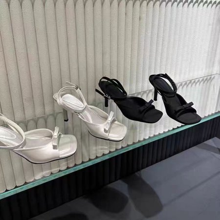 

Spring and Autumn 2024 New Fashion All-match Fashion French Square Toe Women‘s Shoes with Bow Ornaments Open Toe Back