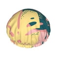 thumbnail image 1 of YFYANG Women's Double Waterproof Shower Cap, Pink Tropical Foliage Reusable Hair Cap for All Hair Styles and Head Sizes, 1 of 9