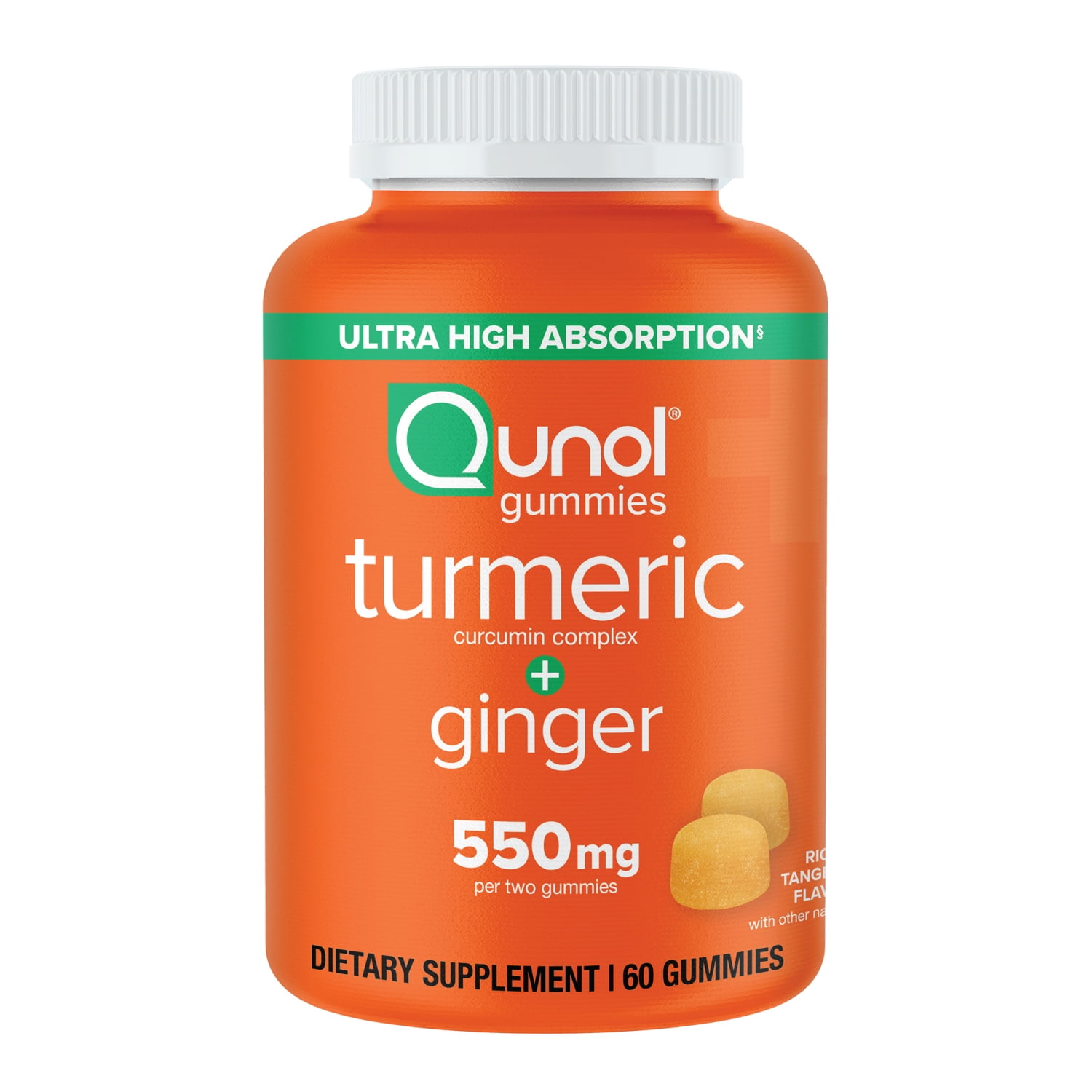 Qunol Turmeric and Ginger Gummies, Gummy with 500mg Turmeric + 50mg Ginger, For Joint Support Supplement, Ultra High Absorption Tumeric and Ginger