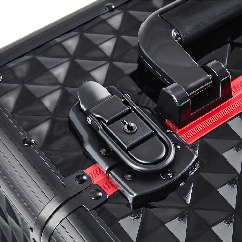 Alden Design Professional Rolling Makeup Train Case Large Locks Cosmetic Trolley Black